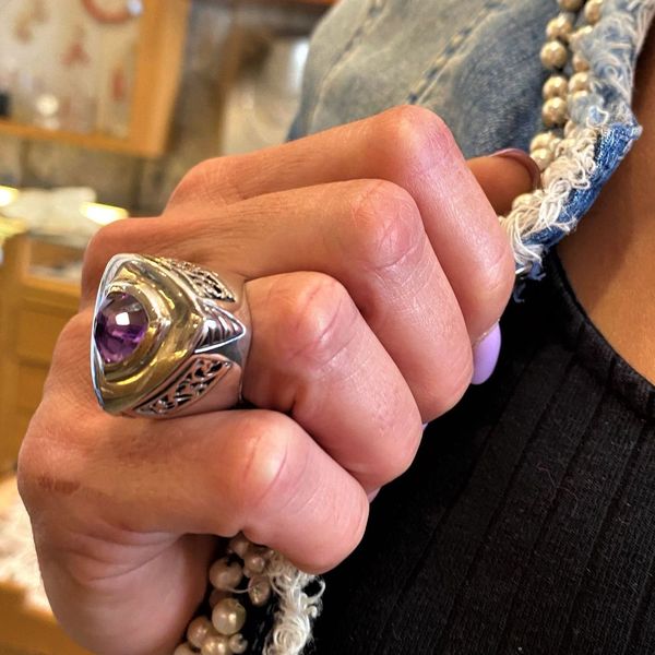 3. Triangular ring with amethyst purple BRASS Workshop bsan09