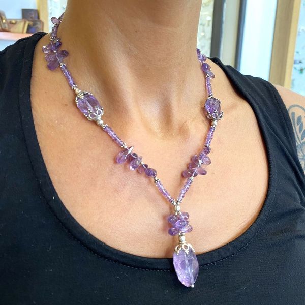 2. Amethyst quartz necklace purple BRASS Workshop cam10