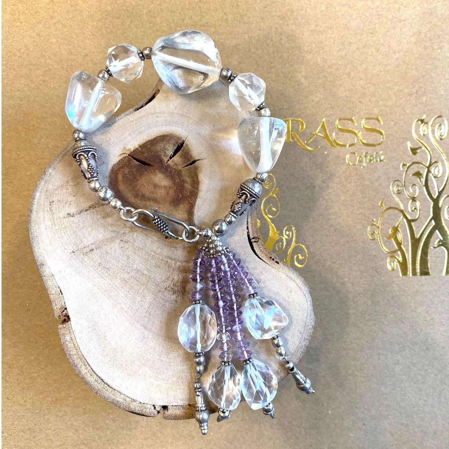 Bracciale Con Cristalli Aurora Boreale (AB) - Perle 6 Mm, Chiusura In Argento 925, Fatto A Mano, In Astuccio Regalo