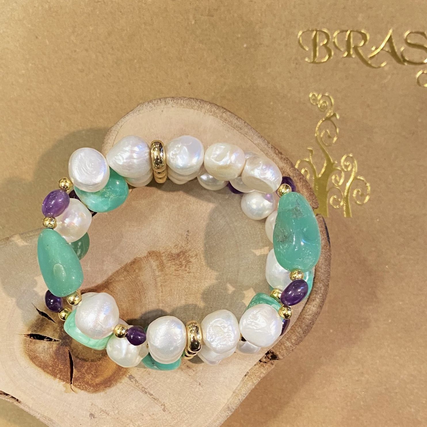 SIXTY STONES - Bracciale In Pietre Naturali Con Ametista E Pietra Di Luna Heishi - Gioiello Artigianale Elastico, Unisex