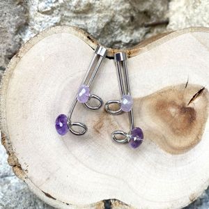 Double, silver amethyst earrings purple BRASS Workshop