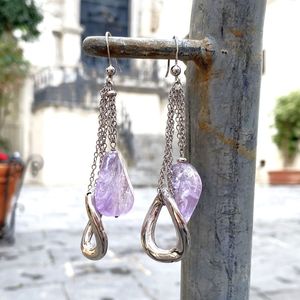 Dorotea, silver earrings purple BRASS Workshop