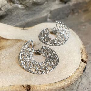 Pierced circle earrings silver grey BRASS Workshop