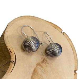 Wire, silver earrings burnished BRASS Workshop