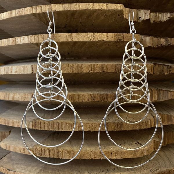 1. Circles, silver earrings silver grey BRASS Workshop