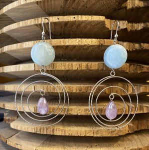 Dual, silver earings purple BRASS Workshop