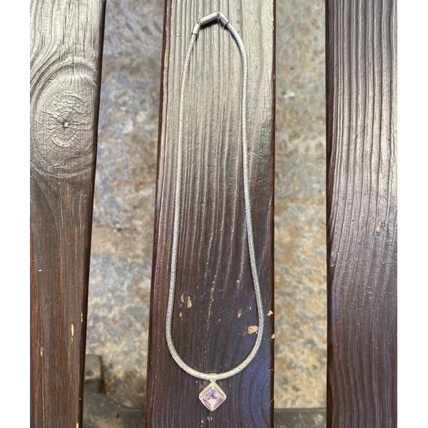 2. Collana rombo ametista viola BRASS Workshop f23cl01