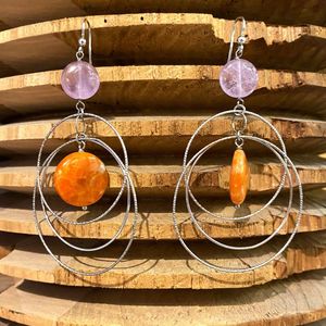 Dual 2 silver earrings orange BRASS Workshop