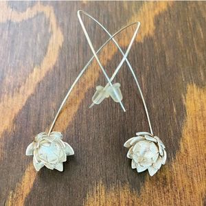 Lotus Flower silver earrings silver grey BRASS Workshop