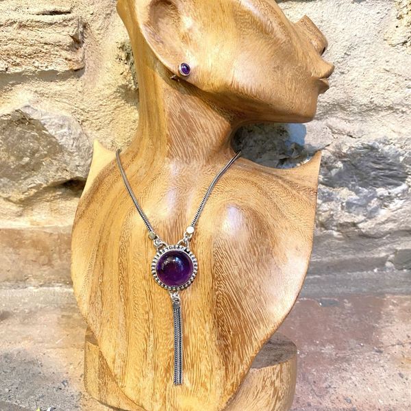 1. Hemisphere, silver necklace purple BRASS Workshop bscl21