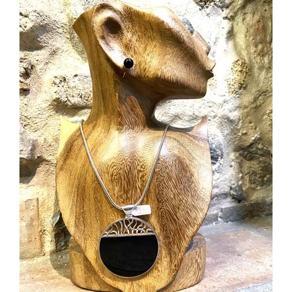 2. Pendente medaglione onice nero BRASS Workshop bspe03