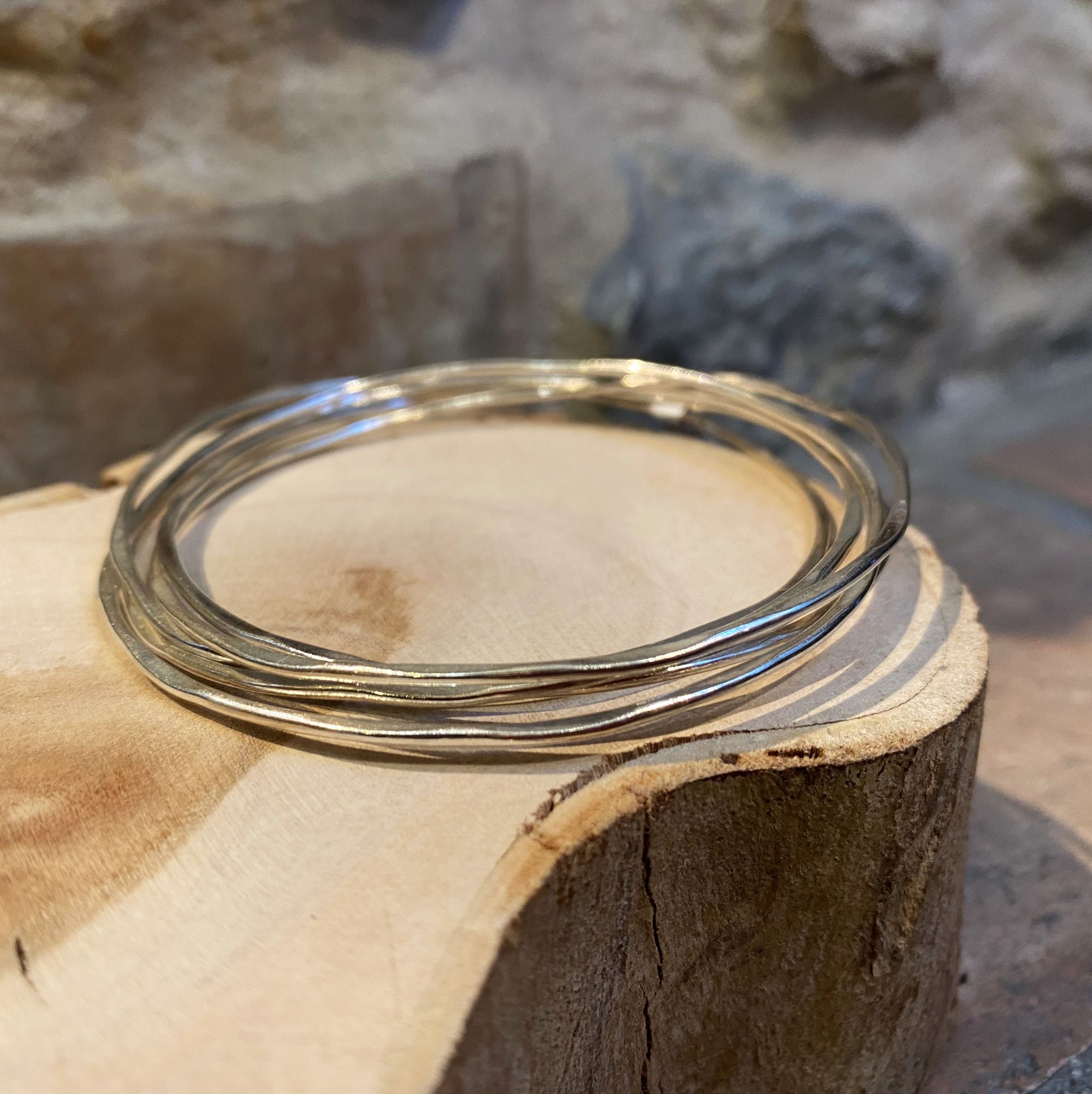 TreasureBay Bracciale Rigido Donna In Argento 925 – Design Doppia Barra Intrecciata – Regolabile 16-19,5 Cm