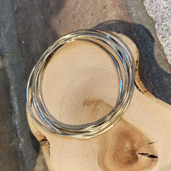 Bracciale rigido minimalista in argento, acciaio inossidabile rotondo