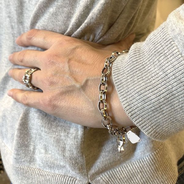 3. Oval chain silver bracelet silver grey BRASS Workshop g23b03