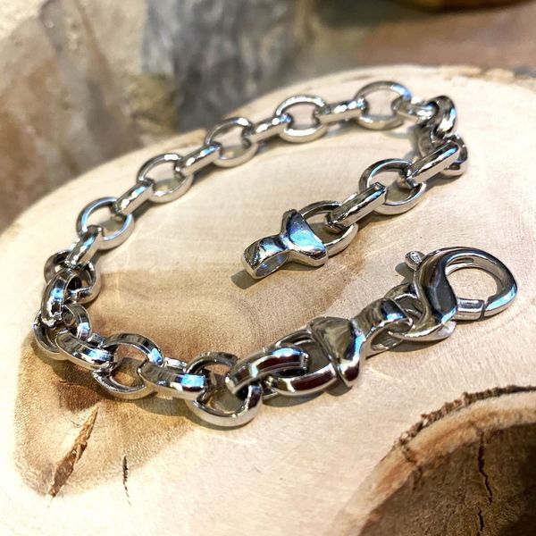 2. Oval chain silver bracelet silver grey BRASS Workshop g23b03