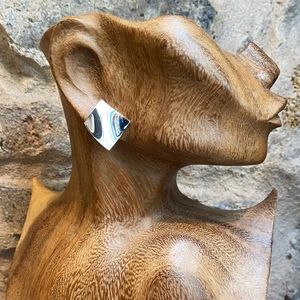 Concave square earrings silver grey BRASS Workshop