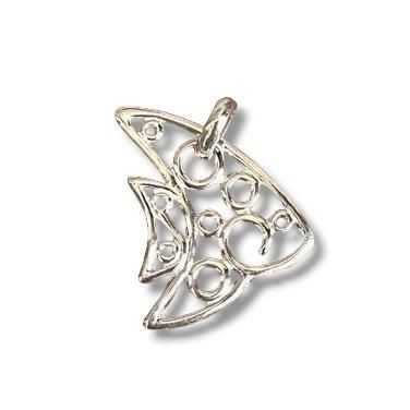 1. Stylized "fish" pendant silver grey BRASS Workshop f23pe05