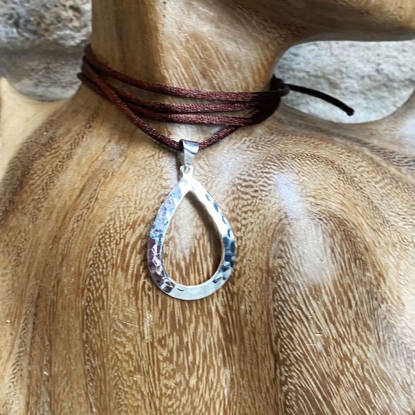 2. Pendente goccia bucata grigio argento BRASS Workshop f23pe07