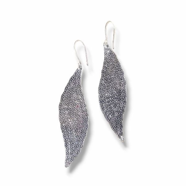 2. Foliage silver earrings silver gray BRASS Workshop f23or73
