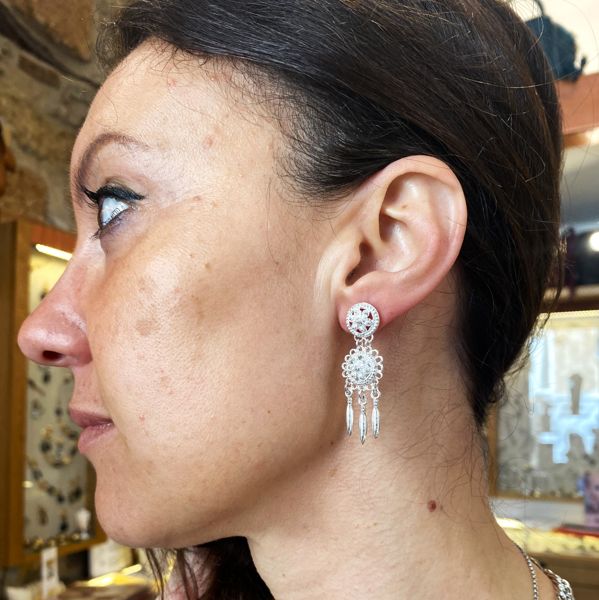 2. Dream catcher silver earrings silver grey BRASS Workshop f23or76