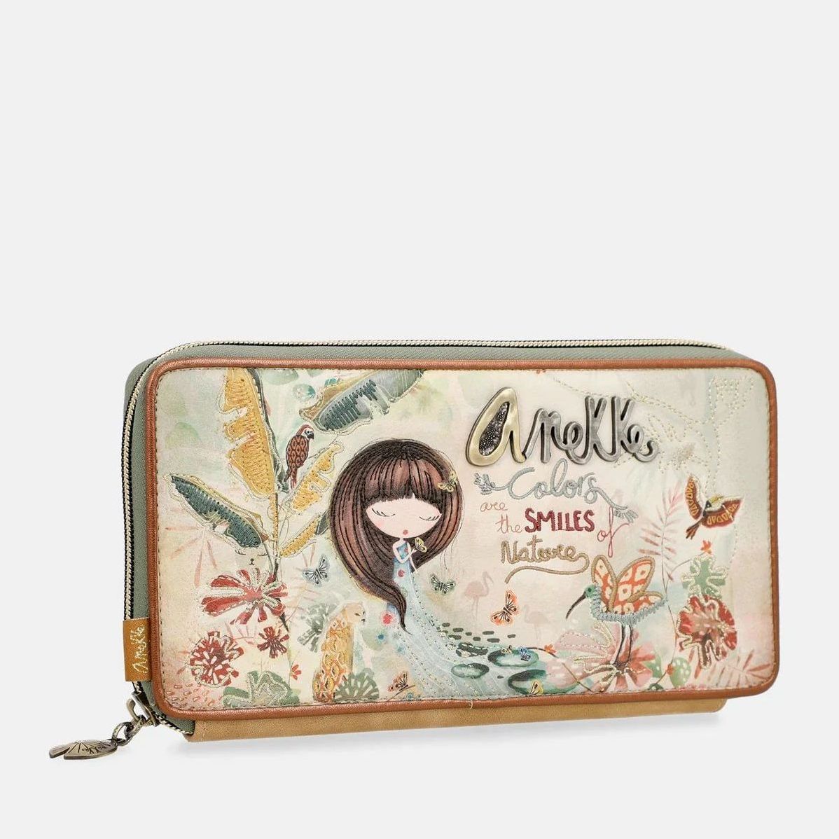 GoBago Portafogli Donna In Pelle Marrone — Marsupio Piccolo 10x7 Cm Con Portachiavi