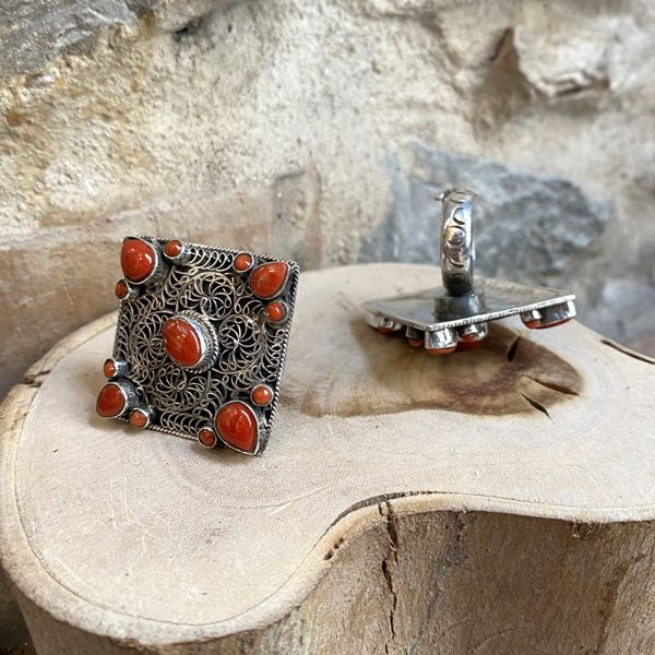 Bracciale In Argento 925 Con Corallo, Sottile E Regolabile 17-20 Cm, Made In Spain, Gioiello Donna, Confezione Regalo
