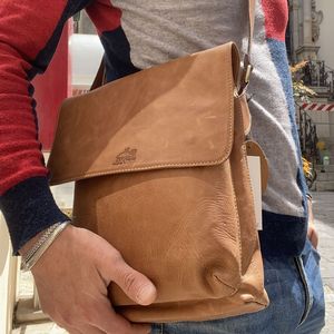 6. Double pocket shoulder bag with flap brown