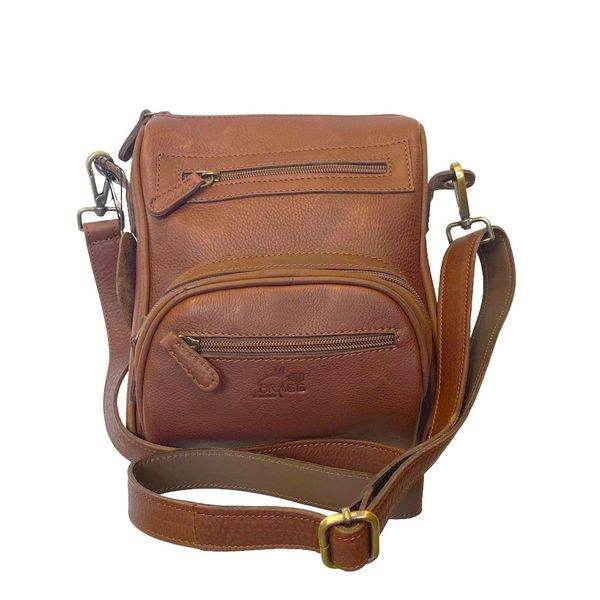 1. Shoulder bag with external pocket brown BRASS Workshop tr667