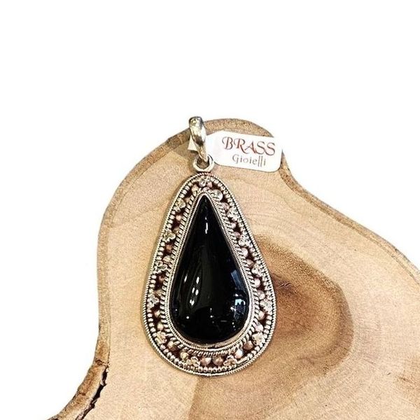 4. Pendente goccia onice nero BRASS Workshop f23pe17