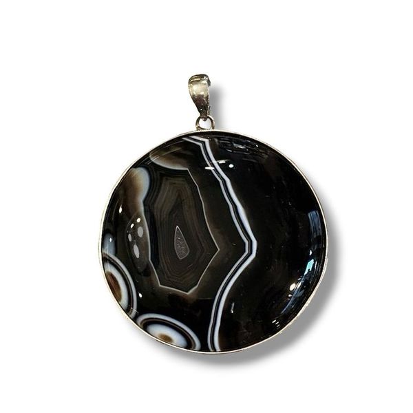 Pendente tondo di onice nero BRASS Workshop