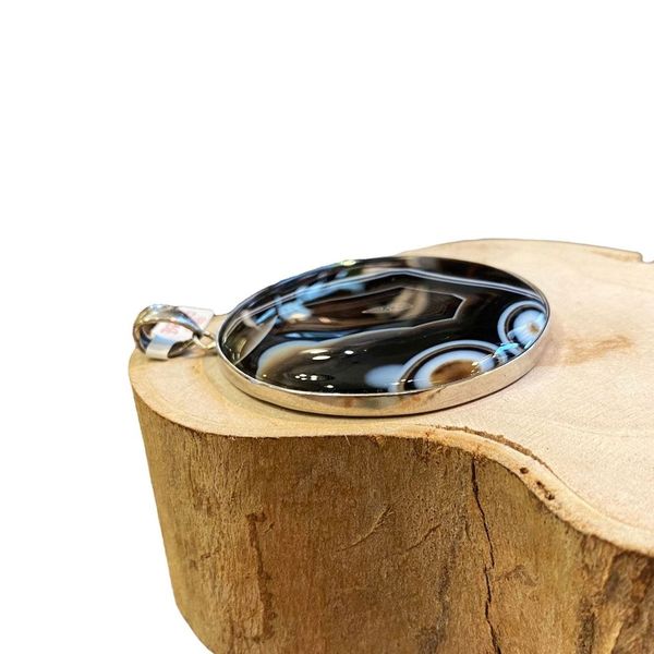 2. Pendente tondo di onice nero BRASS Workshop f23pe18