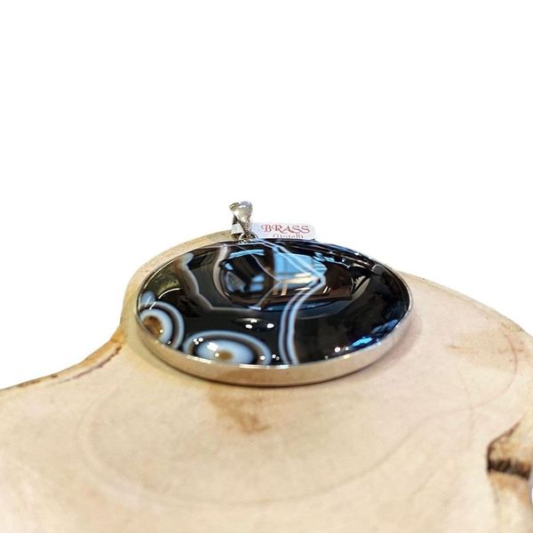 3. Pendente tondo di onice nero BRASS Workshop f23pe18