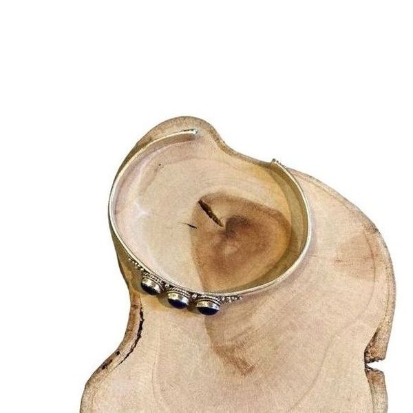 3. Bracciale rigido tris di lapislazzuli blu BRASS Workshop bar54