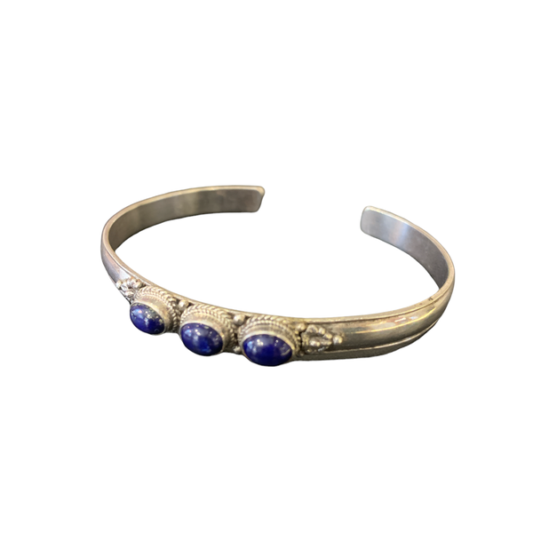 2. Bracciale rigido tris di lapislazzuli blu BRASS Workshop bar54
