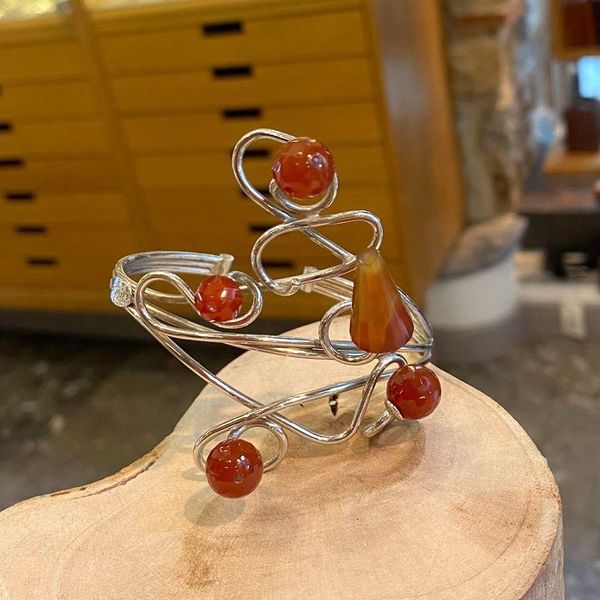 Bracciale In Corniola E Argento 925 Dorato - Fiori Di Primavera - Foto 8