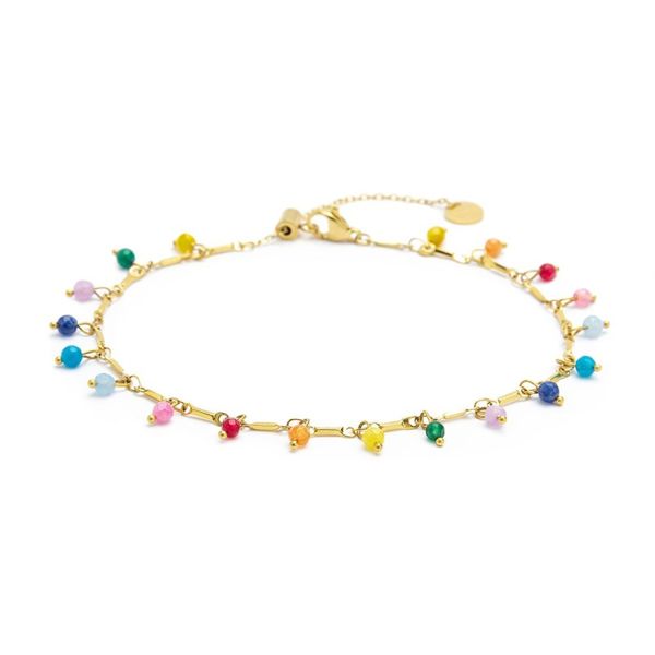 Cavigliera Regolabile In Argento 925 Placcato Oro 14K Con Ciondoli Cuori, Teschio E Corona, Lunghezza 9-10 Pollici, Per Donna