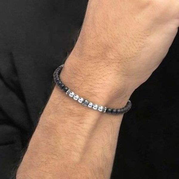 Bracciale con pietre combinate grigio acciaio Marlù Gioielli 13br116