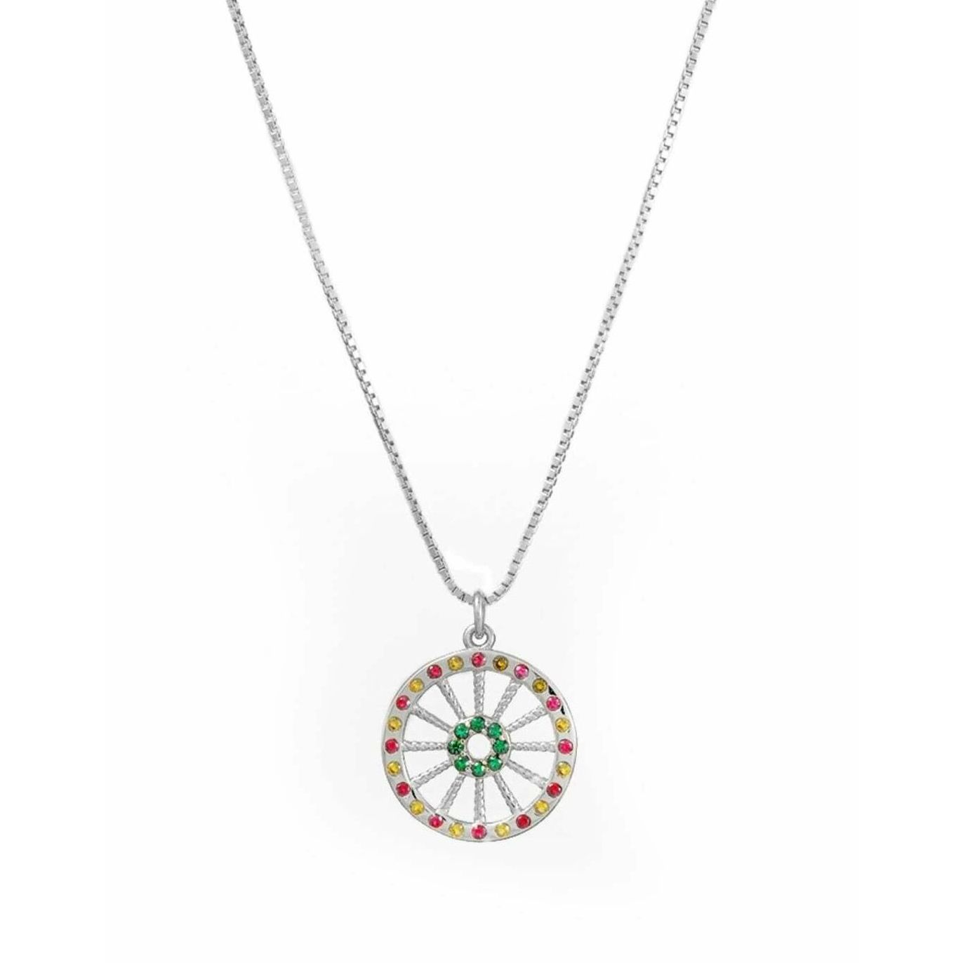 Collana Con Ciondolo Ruota Panoramica Qings – Argento Sterling 925 Con Zirconia Cubica 5A, Catena Regolabile 45+5 Cm, Gioiello Per Amanti E Amici