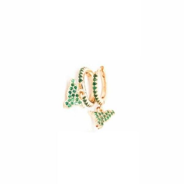 Orecchini A Cerchio In Argento 925 Con Zirconi Verdi, A Fiocco, Modello Huggie, Per Donna, Regalo Con Scatola