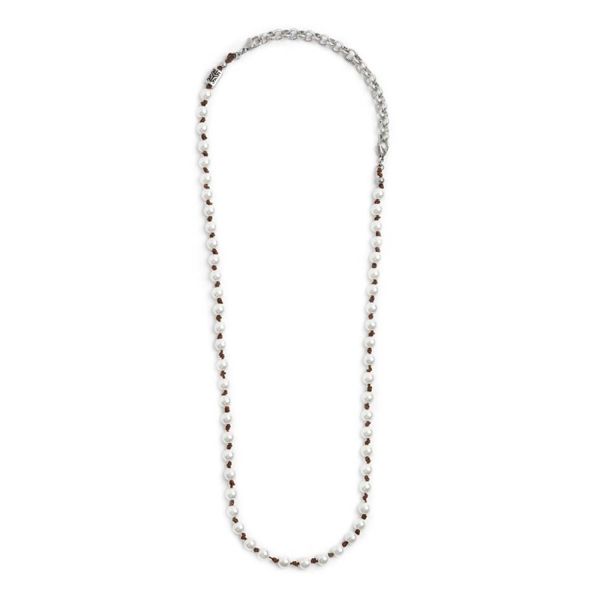 1. Long brown cord necklace with pearls white Marlù Gioielli 13co051-w