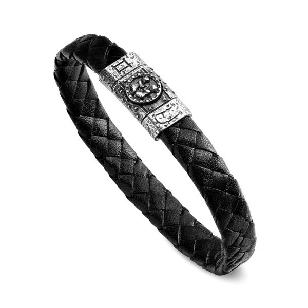 1. Bracciale pelle Gemelli nero ELLIUS Jewelry r1180