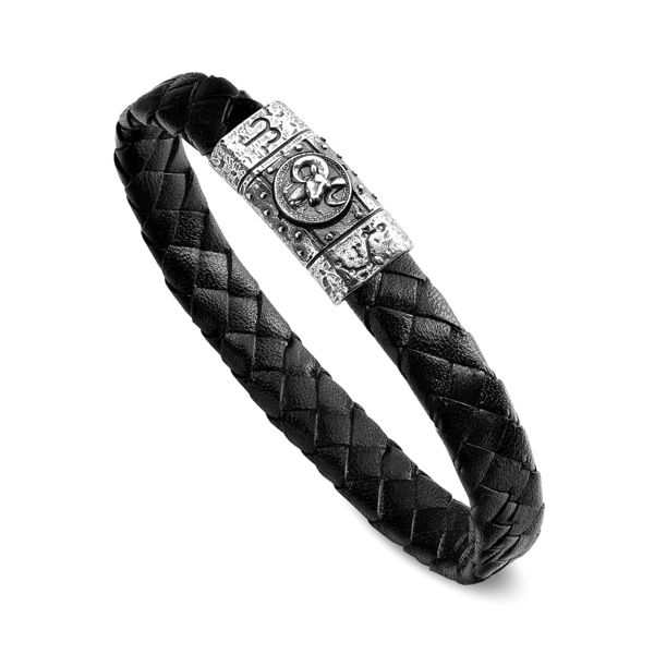 1. Bracciale pelle Ariete nero ELLIUS Jewelry r1178