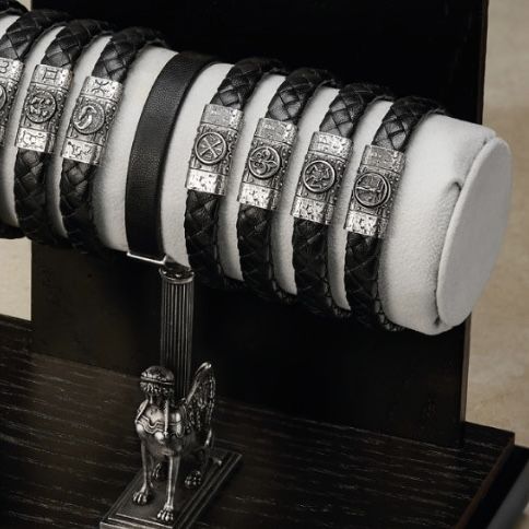 3. Bracciale pelle Trinacria nero ELLIUS Jewelry r1173
