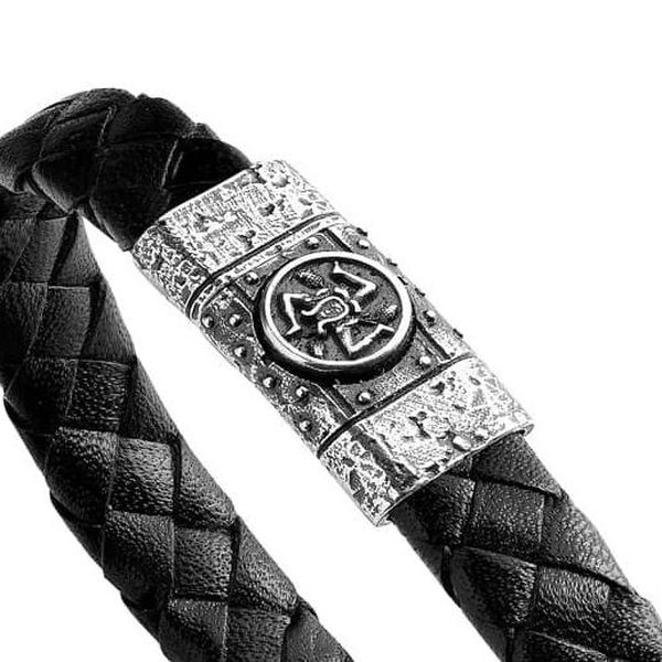 2. Bracciale pelle Trinacria nero ELLIUS Jewelry r1173