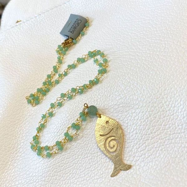 2. Necklace 70 cm fish green Barbara Burgio bbc24