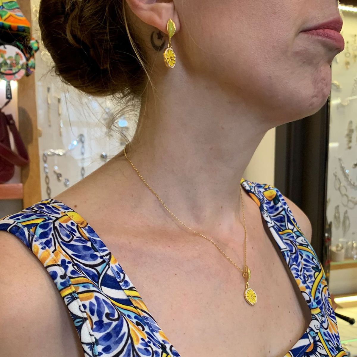 2. Lemon Pendant Necklace Gold GIULIANAdiFRANCO gioielli j-p110