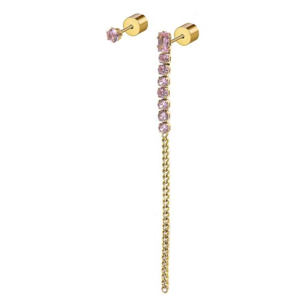 1. Orecchino singolo catena tennis pendente oro Marlù Gioielli 31or0003-lf