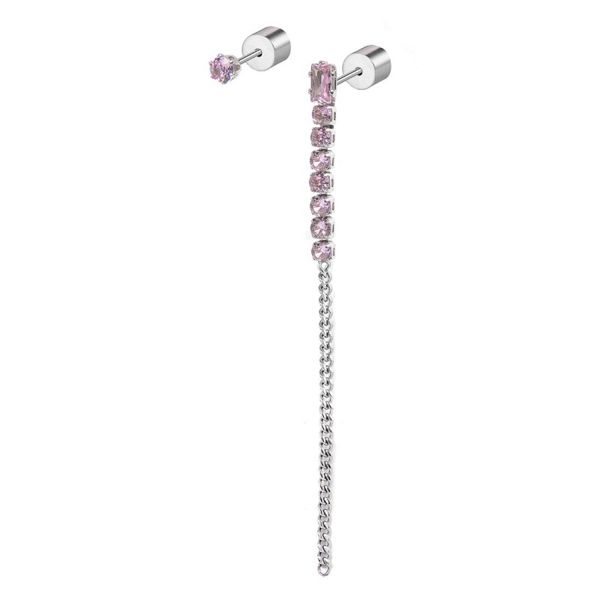 1. Orecchino singolo catena tennis pendente grigio acciaio Marlù Gioielli 31or0003-lf