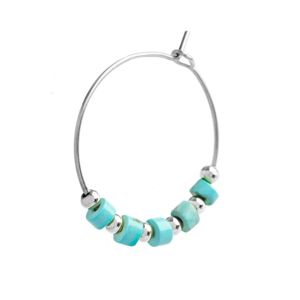 Turquoise rondelle single earring steel grey Marlù Gioielli