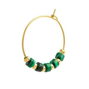 Malachite rondelle single earring gold Marlù Gioielli